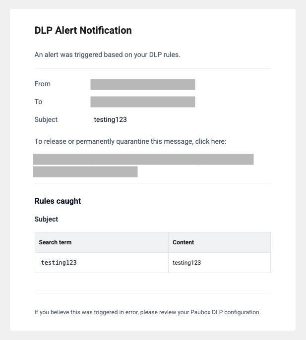 DLP notification